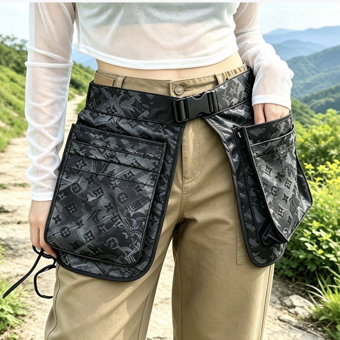 越野多口袋防水大容量拉链腰包