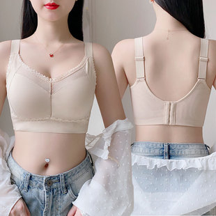 大胸显小无海绵全罩杯不跑位无钢圈大码内衣轻薄透气收副乳文胸夏