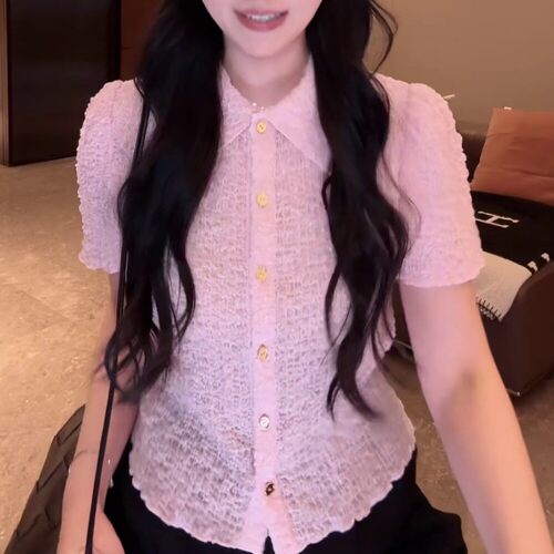 夏季新款少女感显瘦百搭短袖衬衫