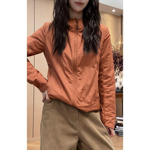 时尚宽松棉衣外套女柿子橘轻薄棉服2026秋季新款显瘦百搭连帽上衣