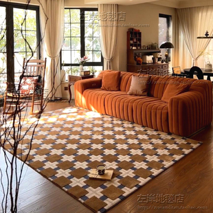 立体凹凸美式复古欧式中古客厅茶几卧室床尾书房衣帽间手工地毯