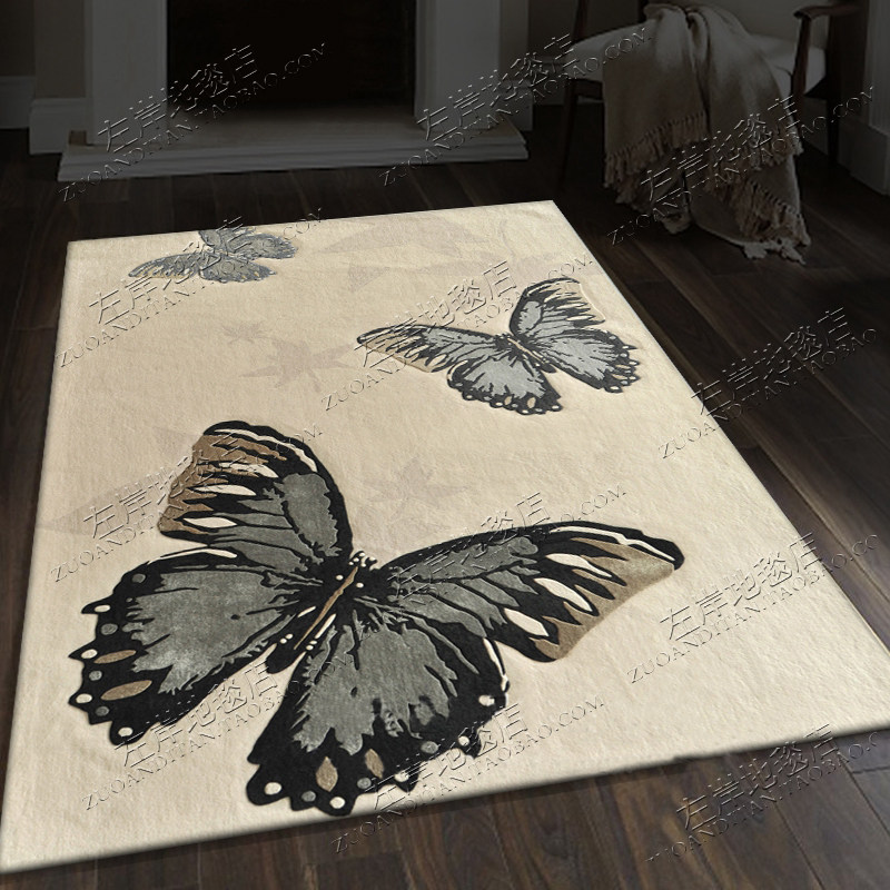 欧式美式蝴蝶样板间地毯客厅茶几卧室床边书房手工腈纶地毯定制,居家布艺,地毯,淘宝优惠券,粉丝福利购,淘宝优惠卷