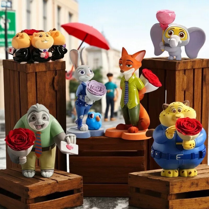 新品疯狂动物城花花动物城系列盲盒朱迪尼克永生花女生七夕礼物潮