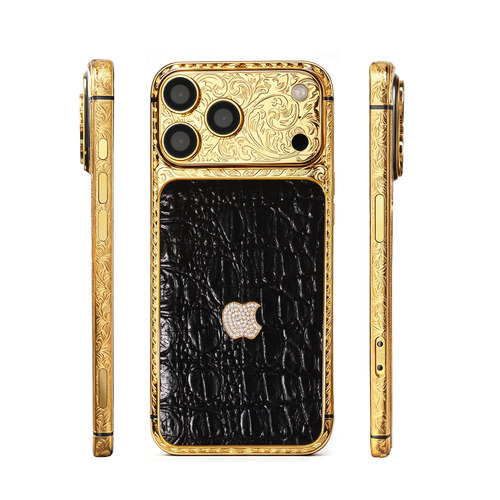 适用于苹果17Pro黄金雕花中框iPhone17Promax高端定制后盖