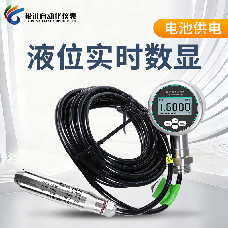 数显液位变送器投入式液位计电池供电高精度水池水箱水位传感器
