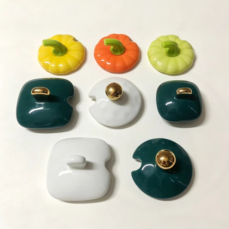 南瓜调料盒调味罐盖子配件陶瓷盖创意调味瓶盖子竹木头盖通用