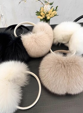 里面真毛~狐狸毛整皮耳罩冬防冻真皮毛耳包皮草獭兔内里暖耳耳捂