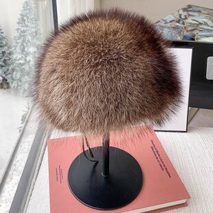 原生态整皮裘皮护耳防风皮草帽子冬季貉子毛雷锋帽小圆帽显脸小