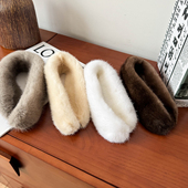 小Size精致百搭双面水貂毛整貂皮吸扣围脖整貂皮草围巾女细小毛领