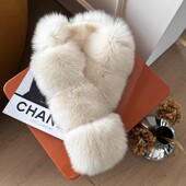 小众轻奢款 狐狸毛围巾 獭兔毛内里吸扣真皮草围巾双面毛竹节围脖