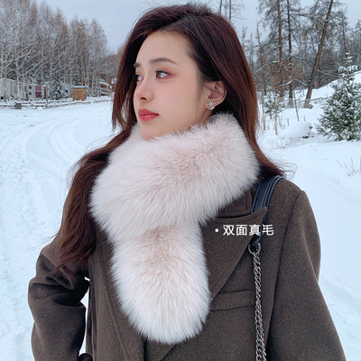 冬季双面韩版女可调节狐狸毛