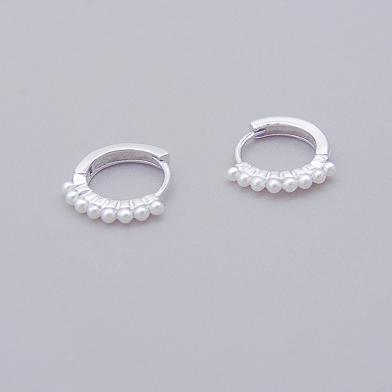 睡觉免摘简约款小耳环S925纯银柔美贝珠耳扣淑女韩版柔美珍珠耳圈