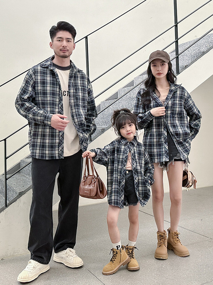 가을 친자복 셔츠 3인 가족 가을복 2024 신상 만능 가디건 재킷 서양식 모자복 모녀복