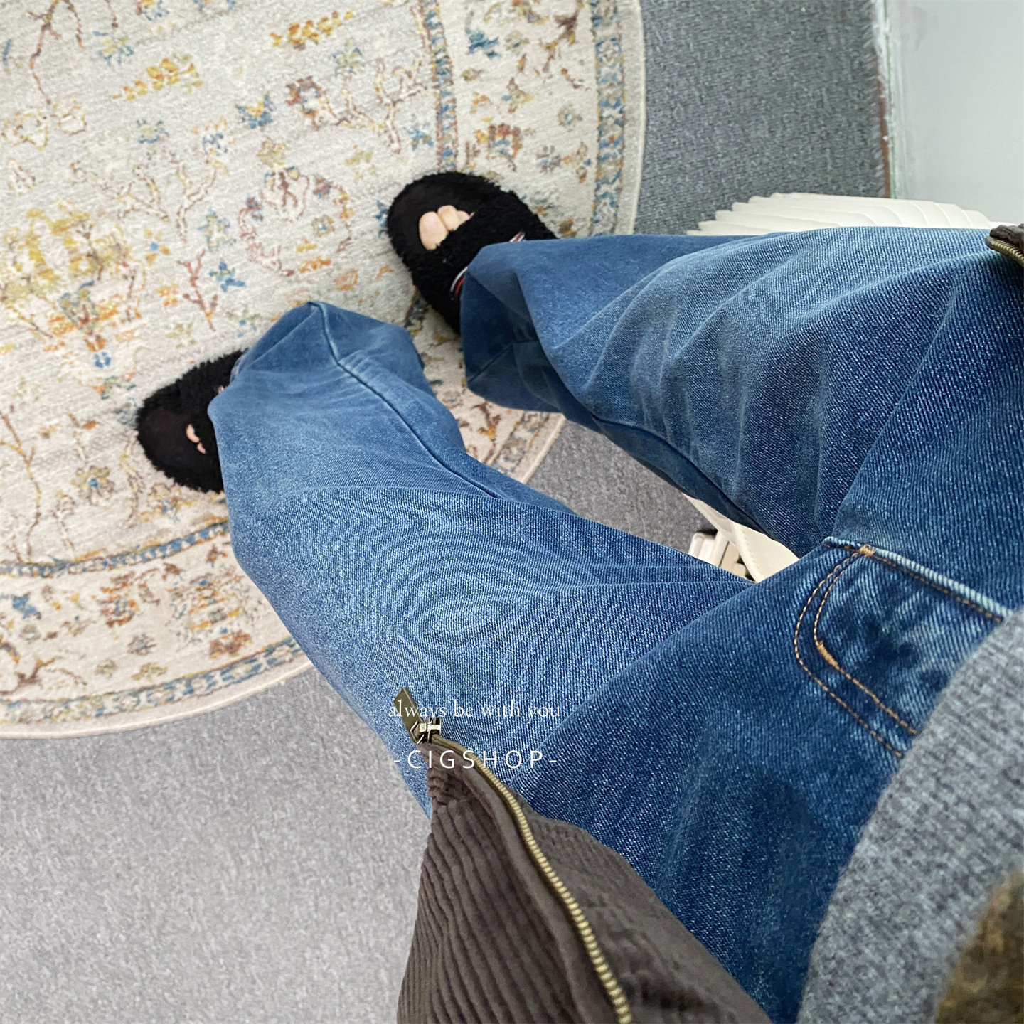 美式复古窄版阔腿裤女高腰加绒加厚宽松直筒牛仔长裤秋冬新款裤子,女装/女士精品,牛仔裤,淘宝优惠券,粉丝福利购,淘宝优惠卷