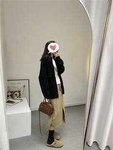 高克重美丽奴羊毛男友风厚实中高领双拉链宽松开衫毛衣外套女秋冬