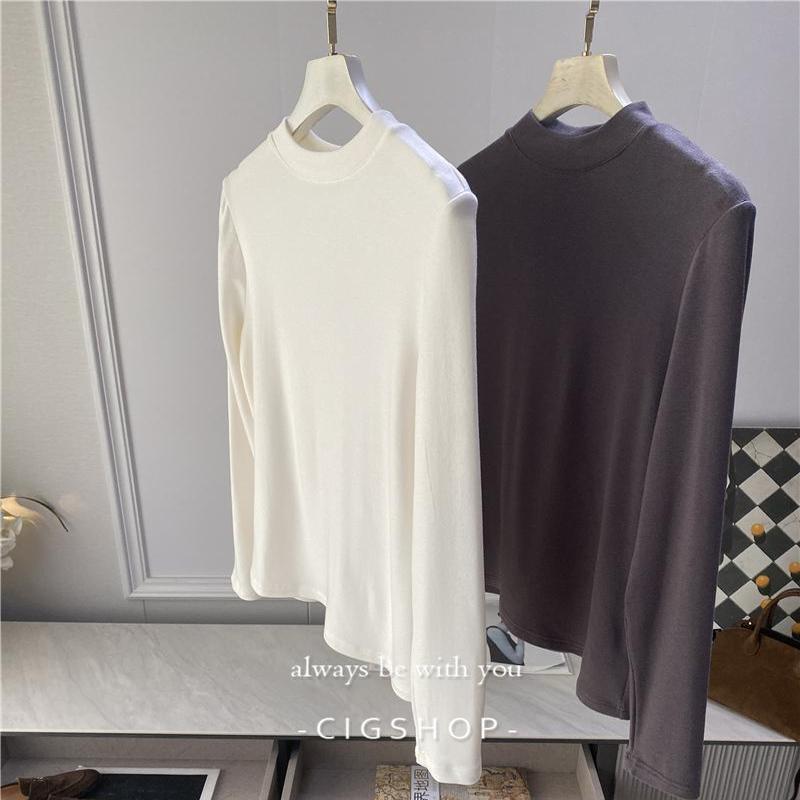 长袖简约基础微绒感天丝羊毛