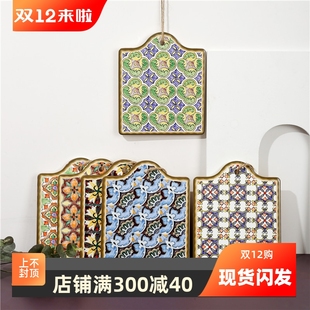 餐桌防烫锅垫陶瓷复古餐盘垫文艺花砖装 家用双层软木隔热垫欧式 饰
