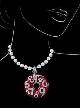 男女925纯银数字吊坠五色