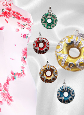 数字镶嵌925银圆满吊坠定制