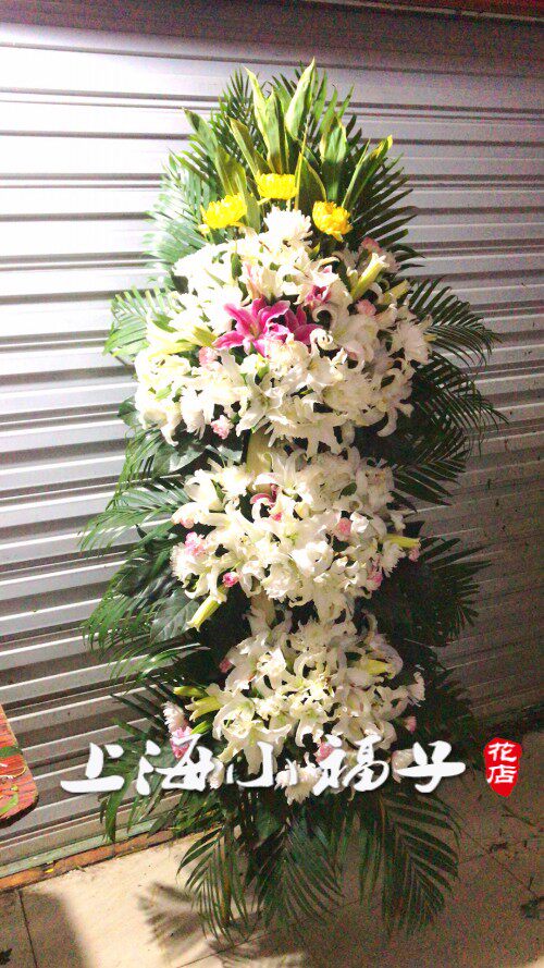 丧事花篮鲜花花圈葬礼白事白色花圈龙华殡仪馆送花上海同城速递