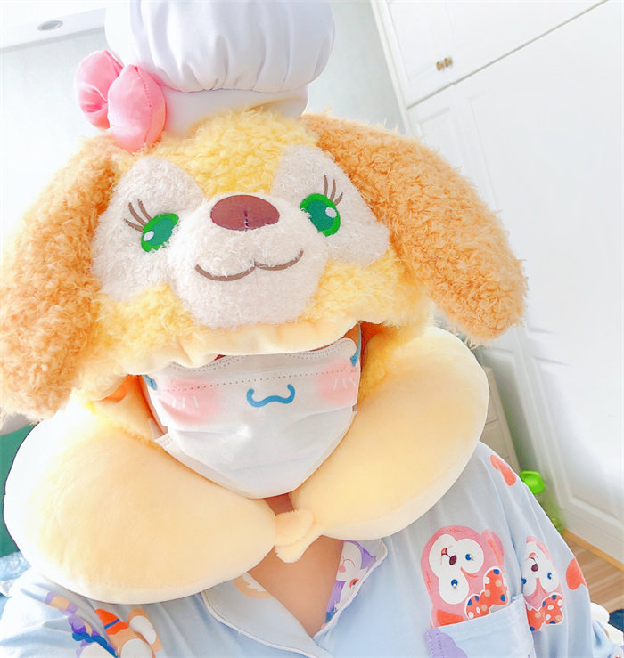 可爱卡通连帽旅行颈枕U型护颈枕