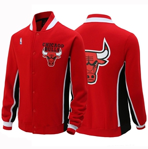 芝加哥公牛棒球服男冬季加绒加厚保暖运动外套训练服出场服风衣男