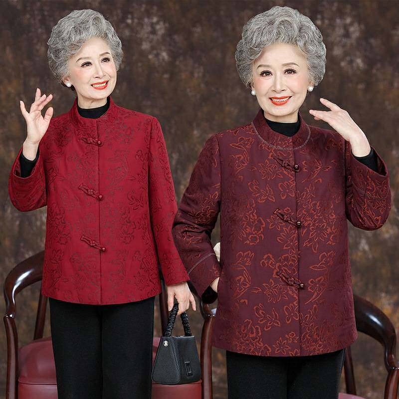 2025中老年人女秋装妈妈喜宴参加婚礼红色外套喜婆婆洋气奶奶上衣