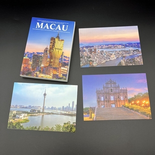 澳门城市建筑风光明信片大三巴牌坊旅游塔新葡京酒店旅游纪念卡片