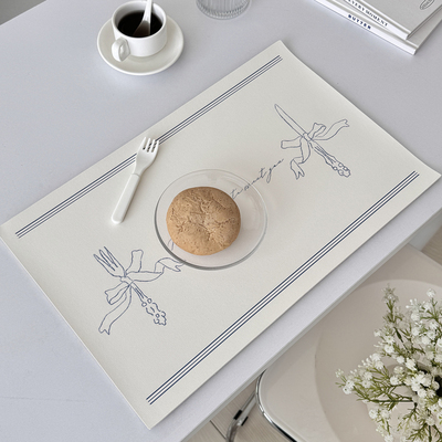 ins小清新蝴蝶结甜品店奶茶店餐垫防水防油免洗隔热垫皮革餐具垫