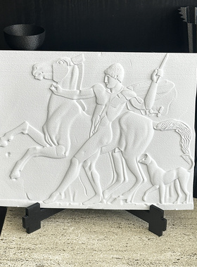 ins复古文艺罗马浮雕勇士和马装饰画摆件玄关软装书房样板间艺术