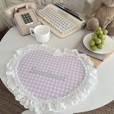 ins少女心花边爱心餐垫隔热垫可爱粉色公主甜美西餐厅桌垫小清新