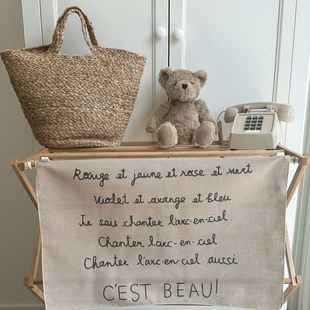 ins风法语电表箱遮盖装饰布亚麻复古做旧儿童房可爱森系田园布艺