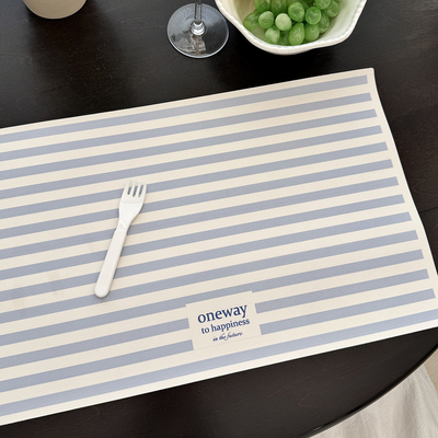 ins韩风条纹防水防油免洗餐垫皮革吧台宿舍垫茶几书桌西餐家用垫