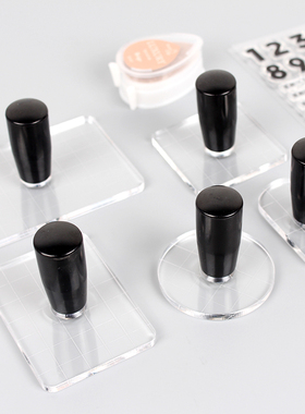 硅胶印章配件亚克力透明划线学生使用章子手帐用品新款式自带手柄