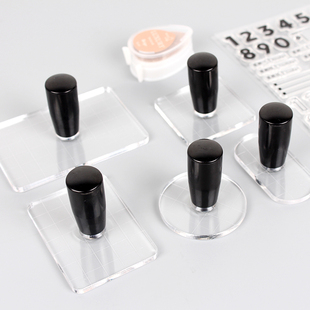 硅胶印章配件亚克力透明划线学生使用章子手帐用品新款式自带手柄