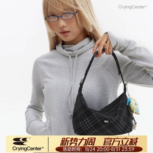 cryingcenter格纹青春流行斜挎包