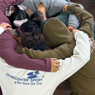 初秋薄款 cry华夫格印花长袖 宽松休闲T恤 love CryingCenter