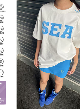 CryingCenter  SEA夏日大海贴布绣宽松T恤短袖 哭喊中心