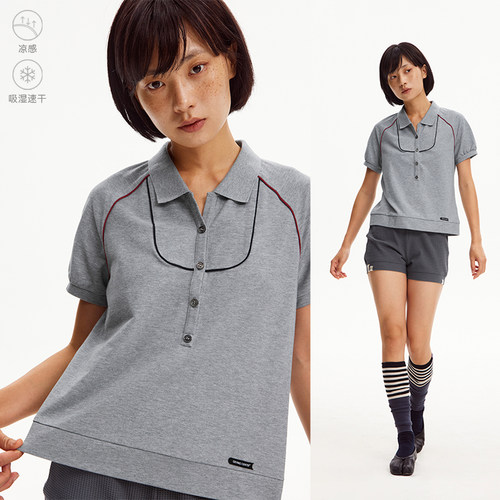 CryingCenter 撞色结构线长门襟polo衫 哭喊中心