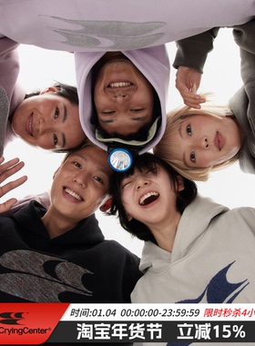 CryingCenter 秋冬logo刺绣经典低饱和连帽加绒卫衣 哭喊中心