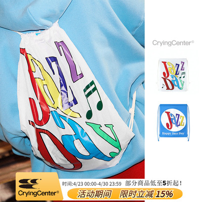 CryingCenter  JazzDay透白湖蓝字母印花超轻束口双肩包 哭喊中心