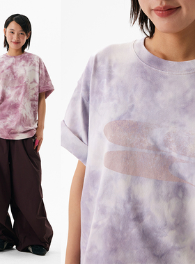 Crying Center 做旧logo扎染短袖T恤 宽松情侣圆领哭喊中心