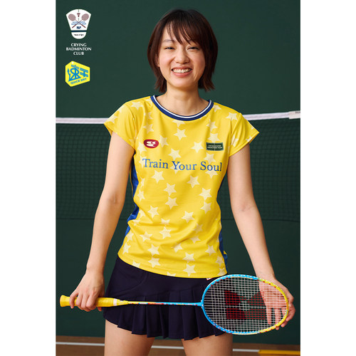 CryingCenter满天星羽毛球正肩修身小飞袖训练服速干大赛服