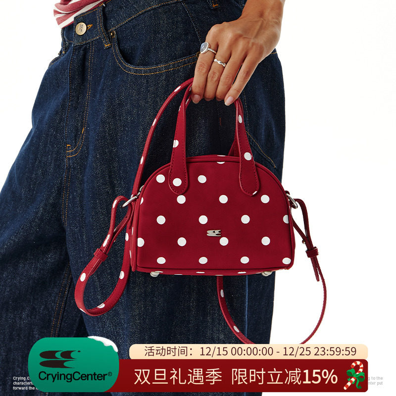 CryingCenter 三色波点波士顿单肩手提斜挎包  哭喊中心