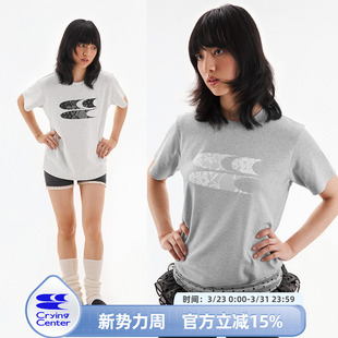 CryingCenter 哭喊中心 蕾丝logo正肩圆领宽松T恤