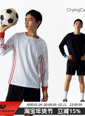 CryingCenter经典色红蓝白黑足球羽毛球运动线训练服速干哭喊中心