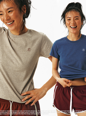 CryingCenter 花纱苹果刺绣复古色系基础百搭正肩短袖 哭喊中心