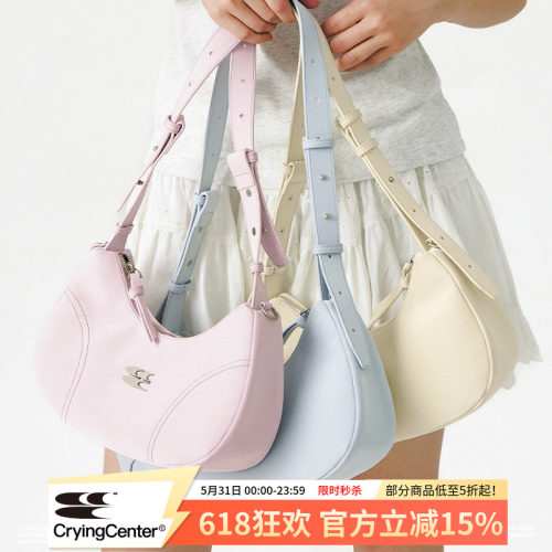 CryingCenter 仿绒多色斜挎单肩手提机车包 含logo挂件  哭喊中心