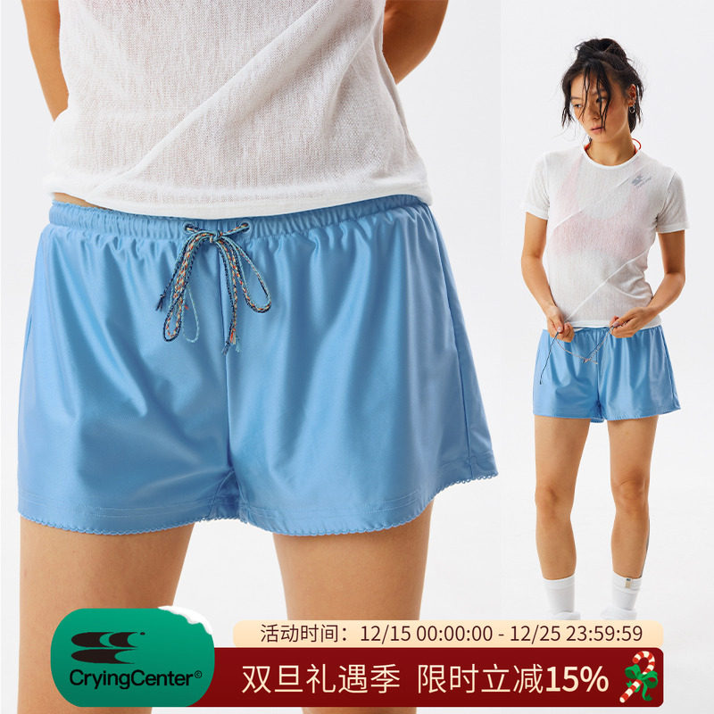 CryingCenter 彩色多抽绳松紧腰短裤女夏 哭喊中心