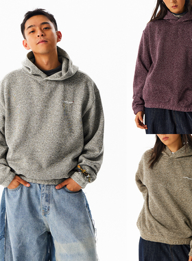 CryingCenter轻量花纱摇粒绒慵懒廓形连帽卫衣保暖春秋冬季男女款